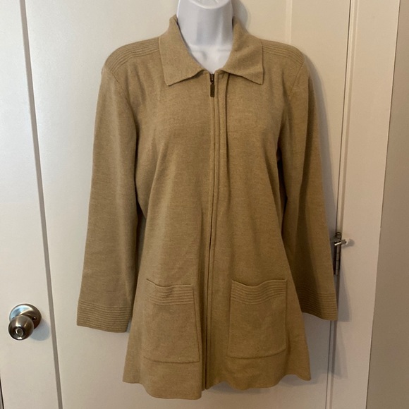 Wool Zip up Cardigan Camel - Picture 3 of 6